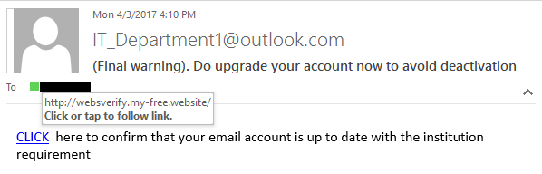 phishing unwarranted urgency