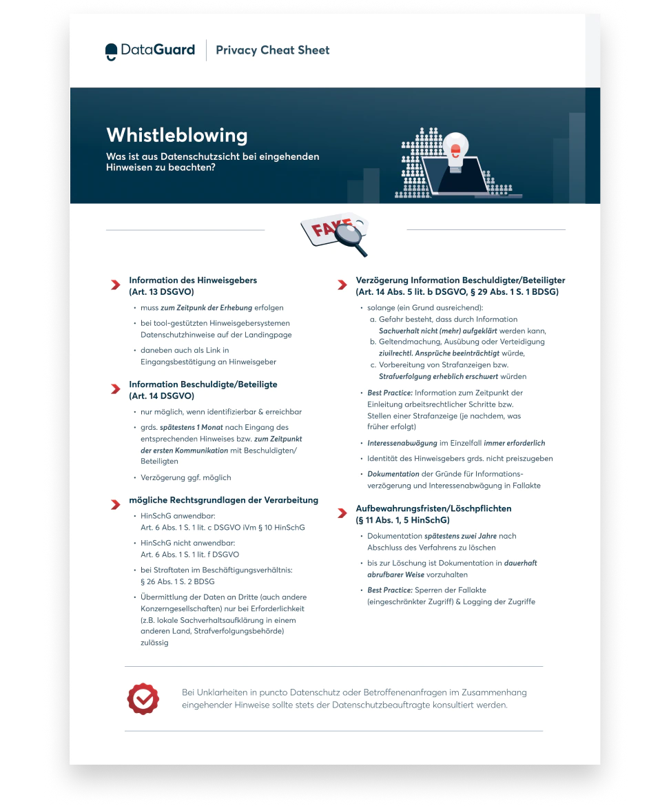Look Inside - The Whistleblowing – Privacy Cheat Sheet - DE 2-1
