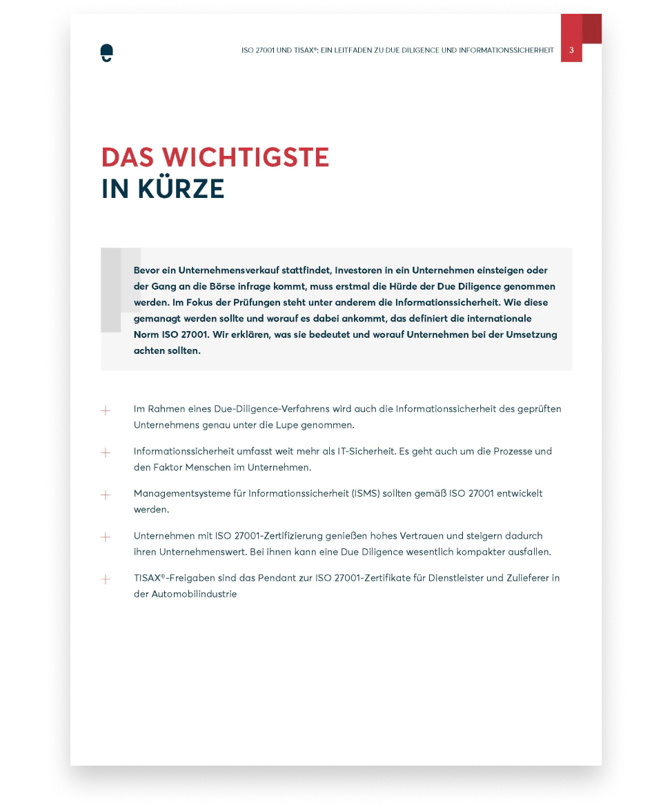 ISO 27001 & TISAX® in der Due Diligence