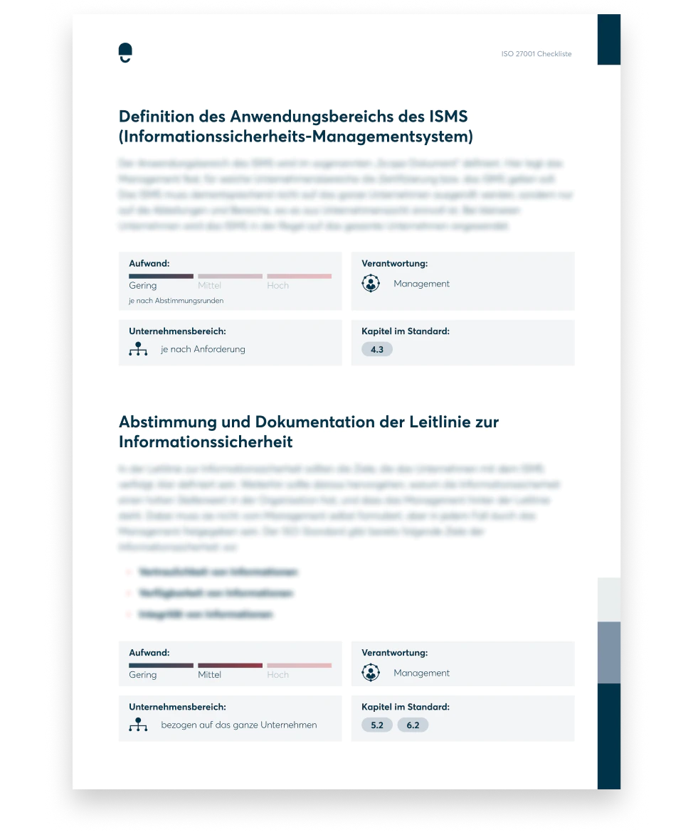 Checkliste aller Dokumente für die ISO 27001-Zertifizierung